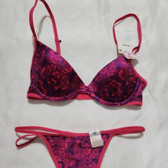 FLIRTITUDE 32B Convertible Racerback Underwire Bra XS Thong NWT Damask - Picture 2 of 7